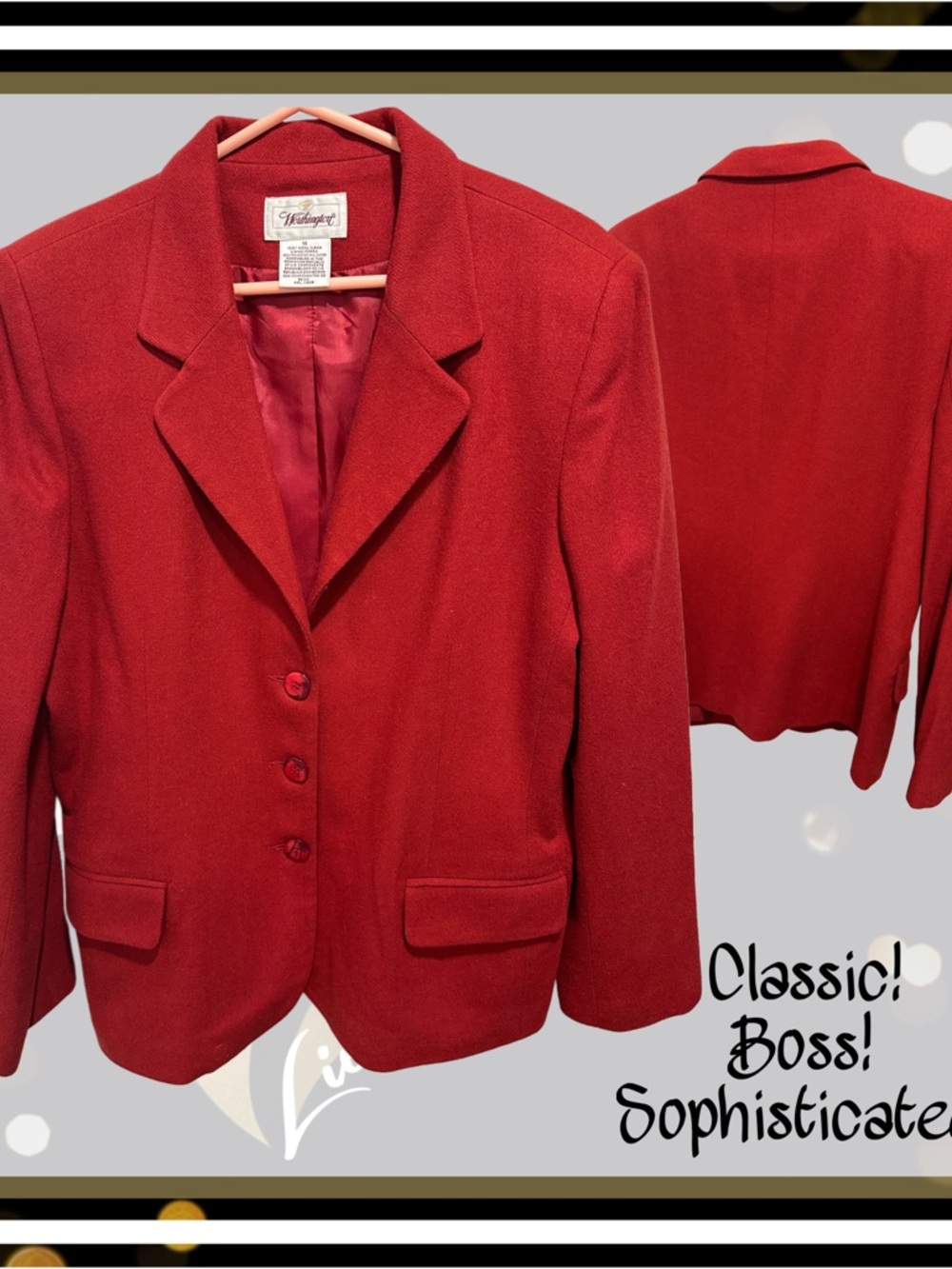 Sz 14 Worthington Classic Red Women's Blazer Jacket - Timeless Tailored Style